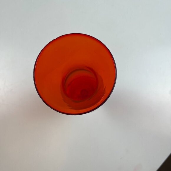 Vintage Hand blown vase ruby red clear foot 9" - Picture 5 of 7